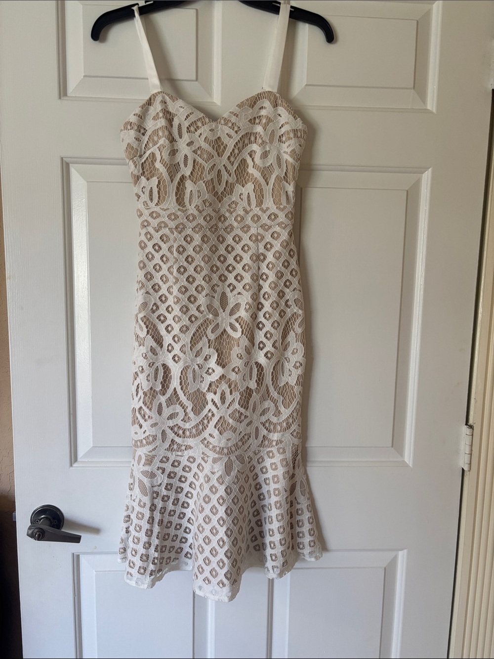 Elegant White Lace Fit-and-Flare Dress